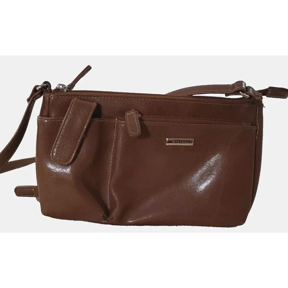 Minicci Faux Leather Medium Brown Crossbody Bag/Purse with Multiple Compartments
